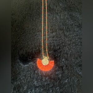 Gold and Orange Pendant Necklace